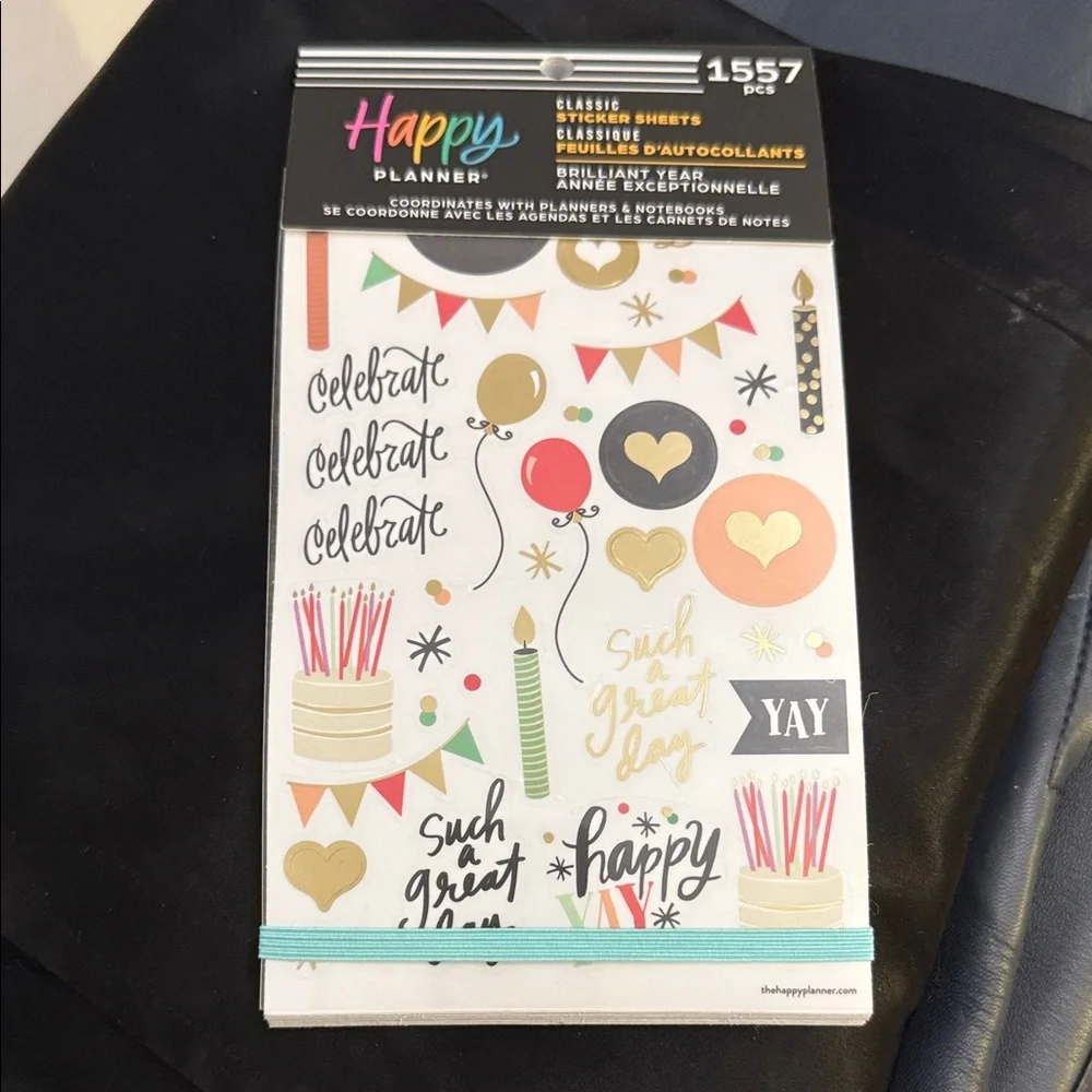 Happy Planner Brilliant Year Festive Celebration Stickers - Gold, Pink, Black